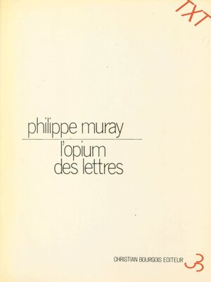 cover image of L'Opium des lettres